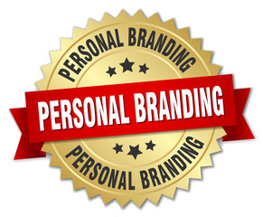 personal branding 3d gold badge with red ribbon