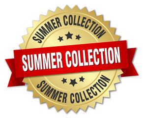 summer collection 3d gold badge with red ribbon