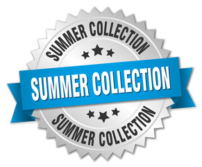 summer collection 3d silver badge with blue ribbon