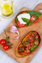 Mixed Tomatoes with Basil Bruschetta