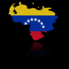 Venezuela map flag with reflection illustration
