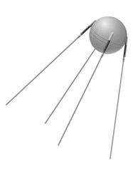 earth satellite sputnik vector illustration - obrazy, fototapety, plakaty