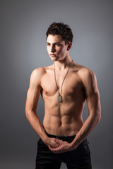 Fototapeta premium Portrait of young bodybuilder man