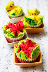Kanom Pui Fai (Thai steamed cupcakes).
