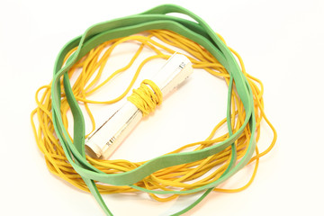 Several rubber bands isolated on white background