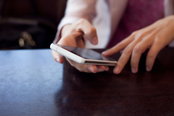 girl works on the digital tablet, a small depth of field, soft