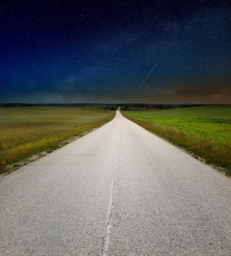 Empty road and night sky