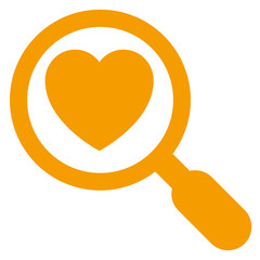 Icono aislado busqueda corazon naranja