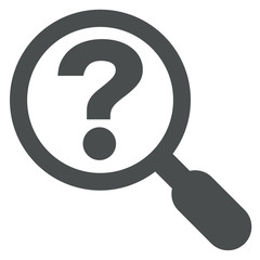 Icono aislado busqueda interrogacion gris