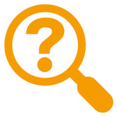 Icono aislado busqueda interrogacion naranja