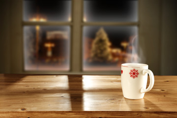 wooden table and window space 