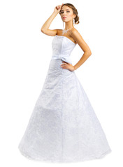 Fototapeta na wymiar Young woman in wedding dress
