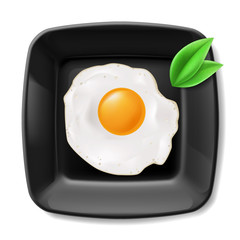 Fried eggs served on black plate