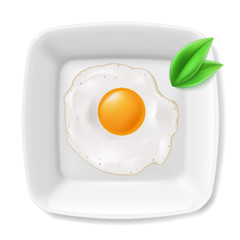 Fried eggs served on white plate