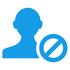 Icono aislado usuario prohibido azul