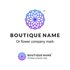 Beautiful Contour Ornamental Logo with Flower for Boutique or Beauty Salon or Flowers Company