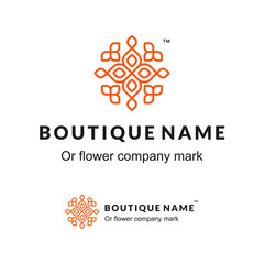 Beautiful Contour Ornamental Logo with Flower for Boutique or Beauty Salon or Flowers Company - 90637173