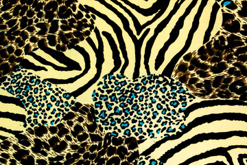 texture fabric of tiger prints and zebra for background