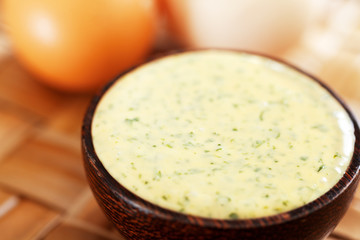 Homemade mayonnaise with parsley