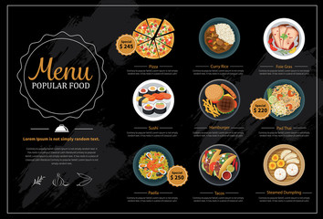 popular food menu - obrazy, fototapety, plakaty