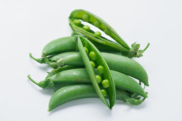 Sugar snap peas isolated on white background