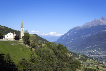 Fototapeta na wymiar Aosta valley summer panorama. Color image