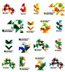 Set of color triangles geometric pattern elements isolated on