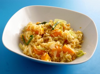 rice with vegetables and pumpkin as tasty rizotto meal