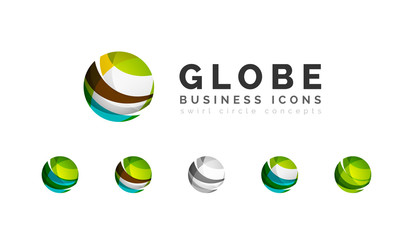 Obraz premium Set of globe sphere or circle logo business icons