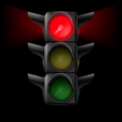 Traffic light with red on