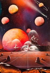 Obraz premium Alien Planet mit Landebahn.
