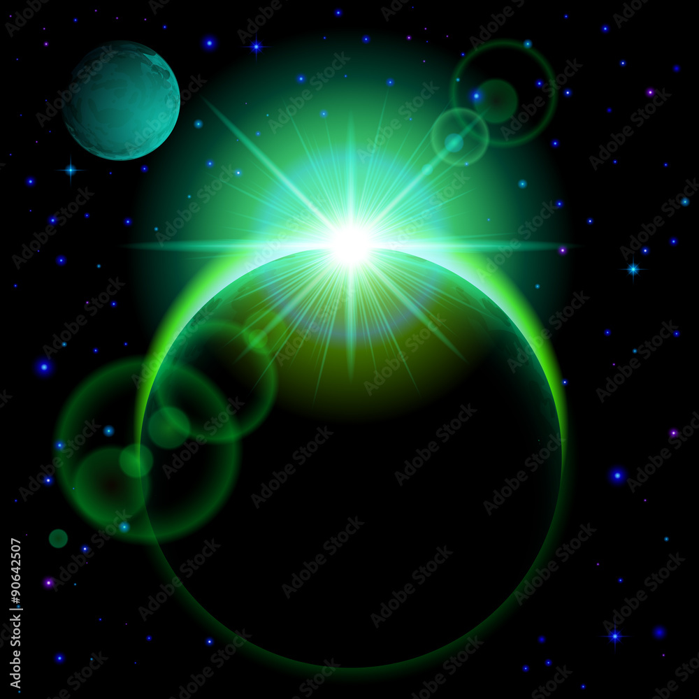 Canvas Prints dark planet with flare