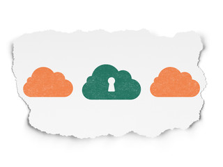 Cloud technology concept: cloud with keyhole icon