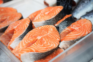 Fillets of fresh salmon