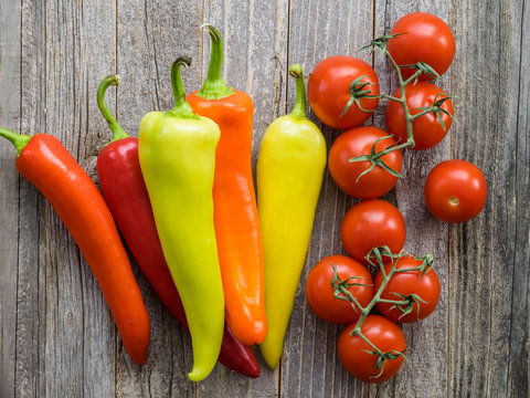 Colorful Peppers And Campari Tomatoes