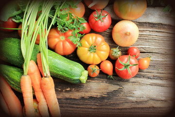 Fresh vegetables on wooden background