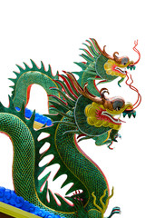 Green dragons isolate on white background.