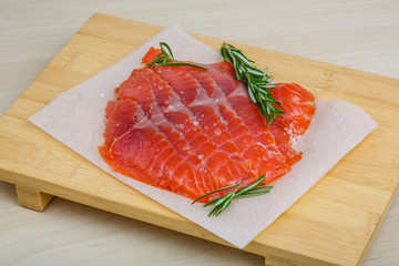 Sliced salmon