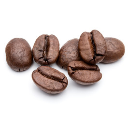 roasted coffee beans isolated in white background cutout