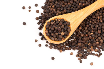 Black pepper isolated on the white background