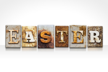 Easter Letterpress Concept Isolated on White