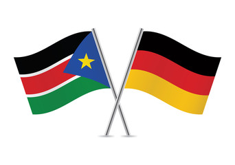 South Sudan and German flags. Vector illustration.