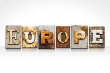 Europe Letterpress Concept Isolated on White