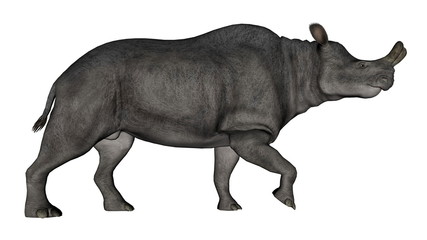 Brontotherium or megacerops dinosaur walking - 3D render