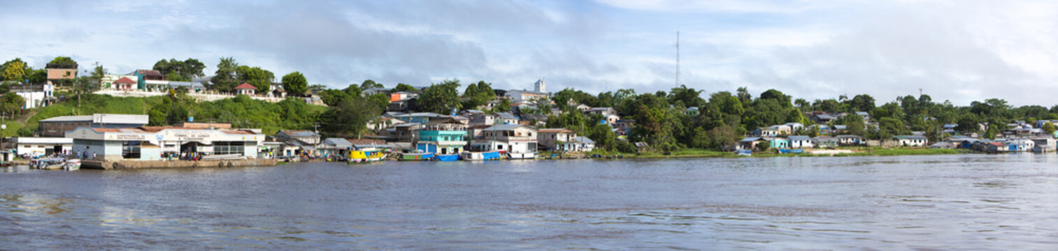 Panorama Of A Village On The Amazon River In Brazil