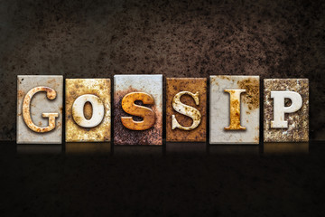 Fototapeta na wymiar Gossip Letterpress Concept on Dark Background