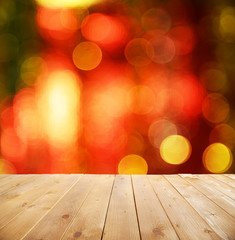 Wooden table  with abstract  blur background