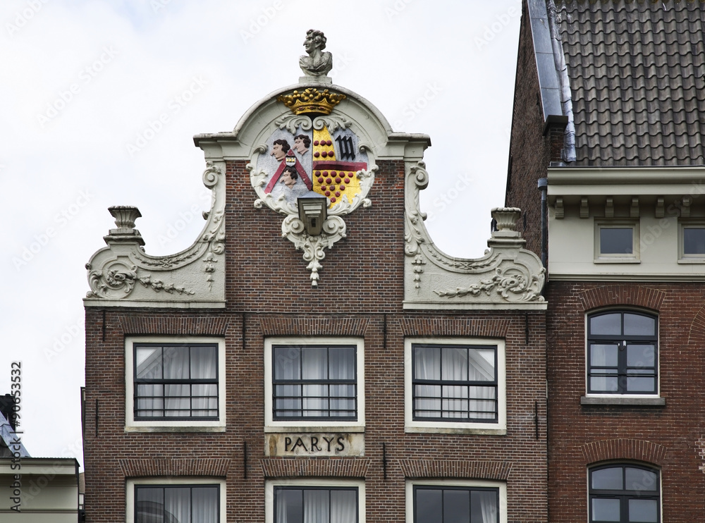 Wall mural old town in amsterdam. netherlands