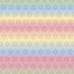 Бесшовный узор с цветами и сердцами на цветном фоне