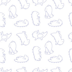 Seamless texture with plump dragon doing gymnastic